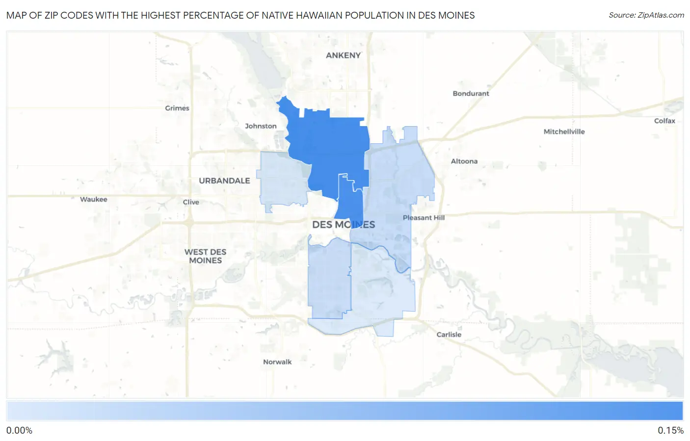 Zip Codes with the Highest Percentage of Native Hawaiian Population in Des Moines Map