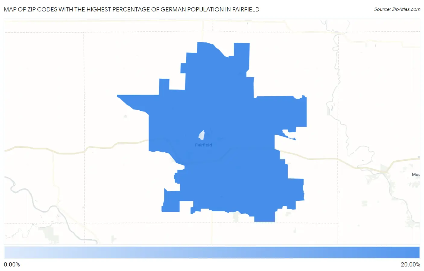 Zip Codes with the Highest Percentage of German Population in Fairfield Map