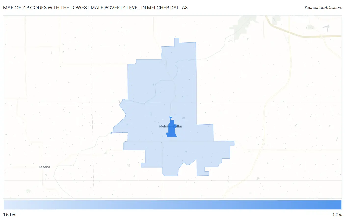 Zip Codes with the Lowest Male Poverty Level in Melcher Dallas Map