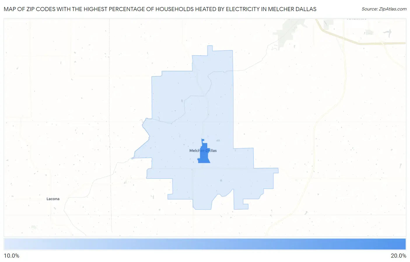 Zip Codes with the Highest Percentage of Households Heated by Electricity in Melcher Dallas Map