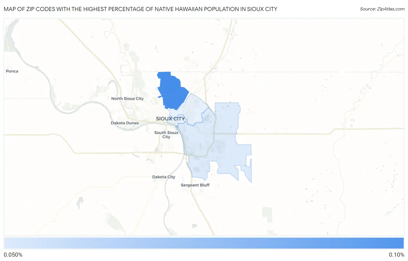 Zip Codes with the Highest Percentage of Native Hawaiian Population in Sioux City Map