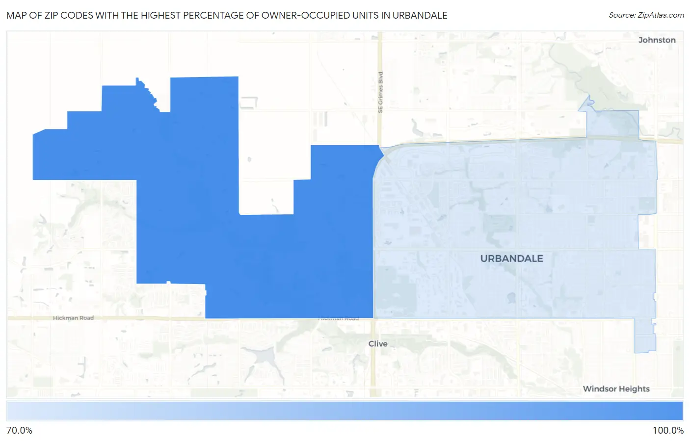 Zip Codes with the Highest Percentage of Owner-Occupied Units in Urbandale Map