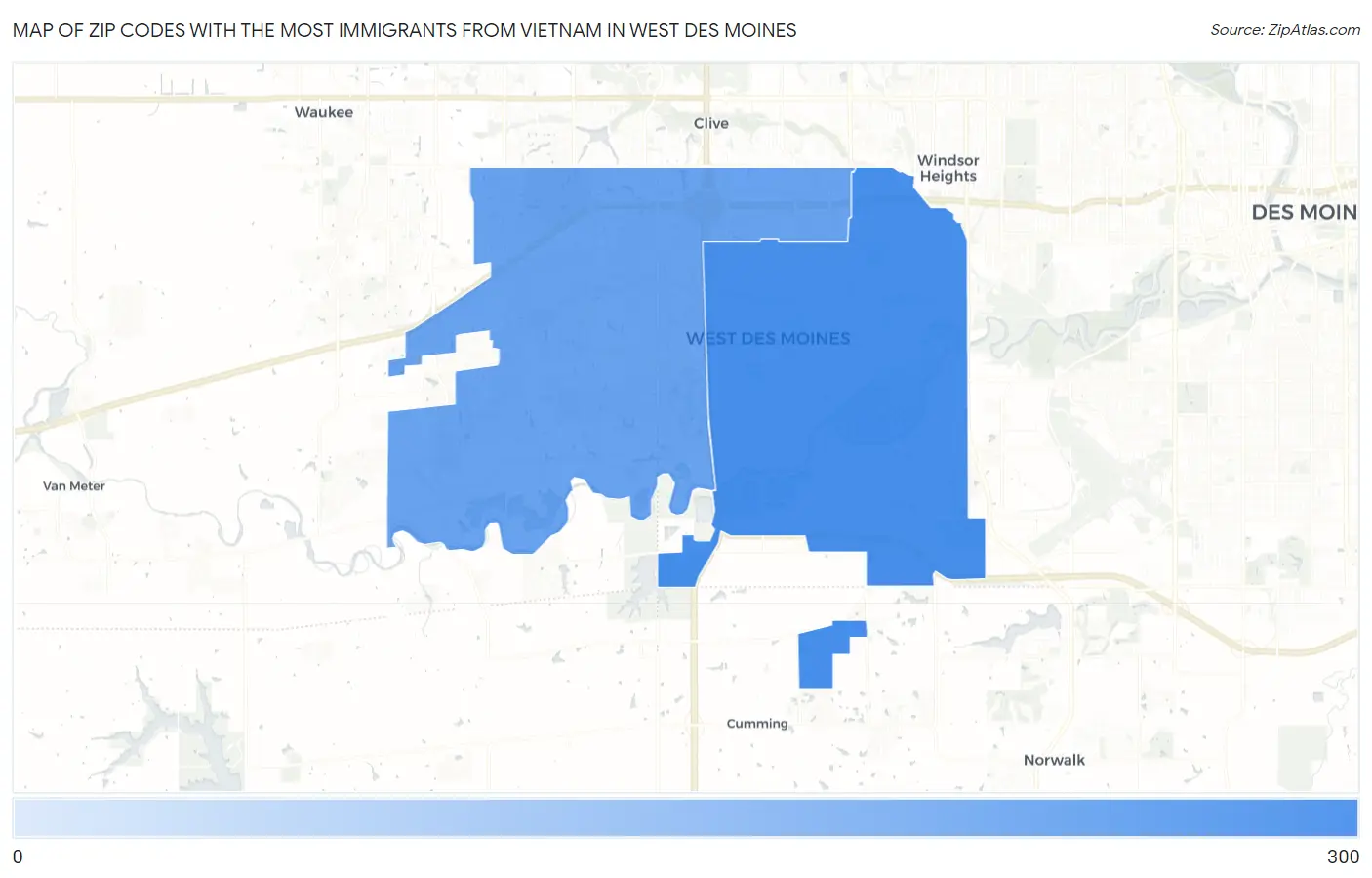 Zip Codes with the Most Immigrants from Vietnam in West Des Moines Map