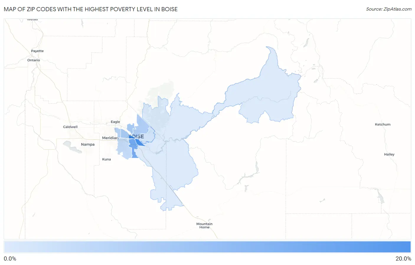 Zip Codes with the Highest Poverty Level in Boise Map