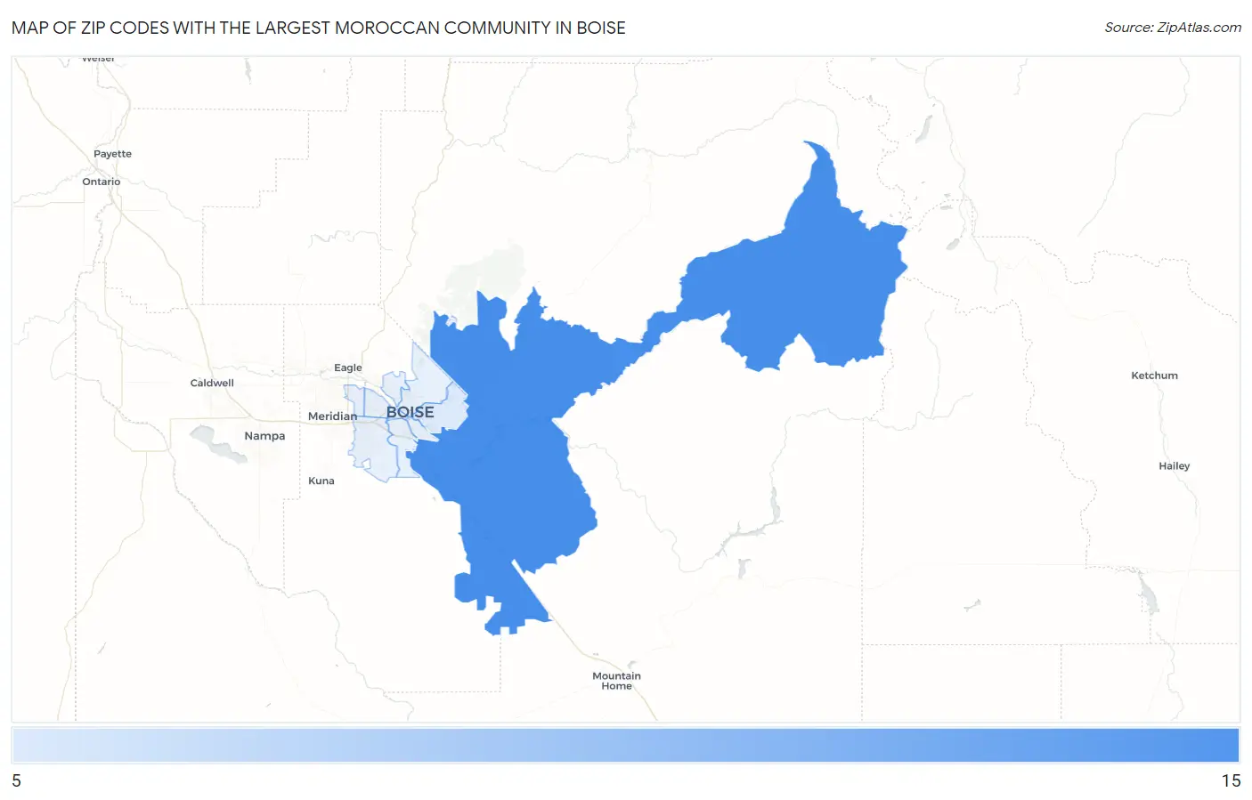 Zip Codes with the Largest Moroccan Community in Boise Map