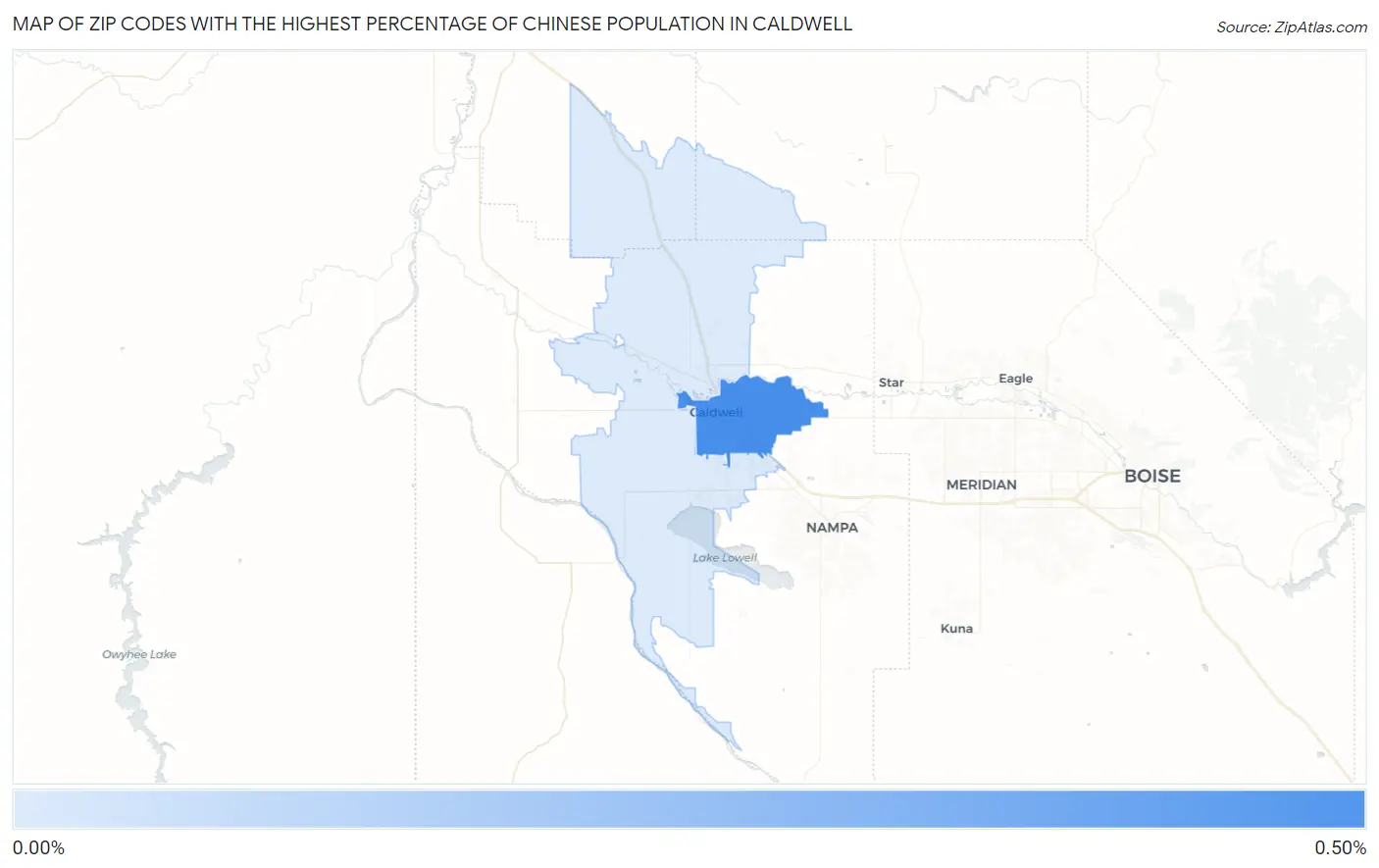 Zip Codes with the Highest Percentage of Chinese Population in Caldwell Map
