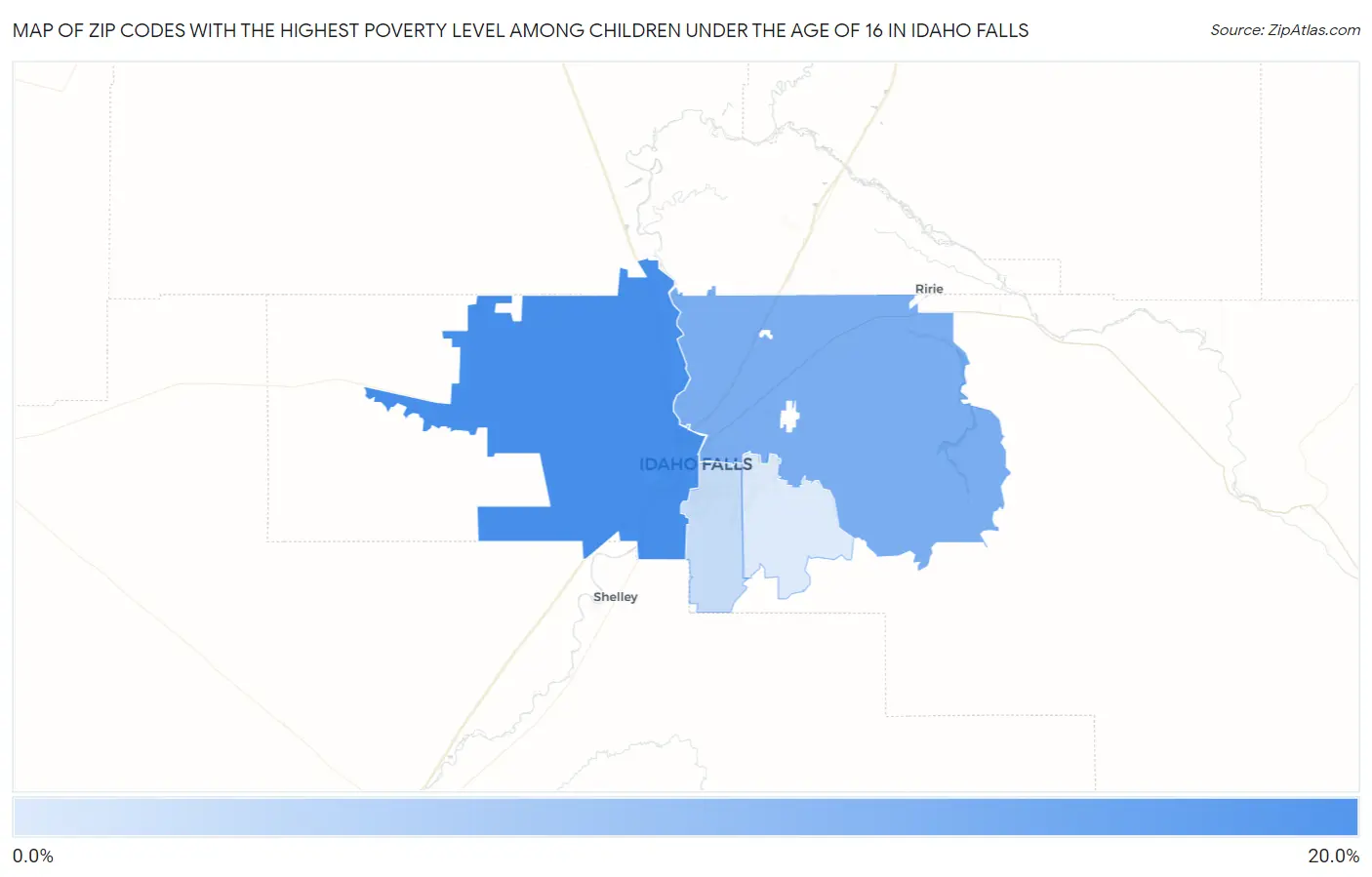 Zip Codes with the Highest Poverty Level Among Children Under the Age of 16 in Idaho Falls Map
