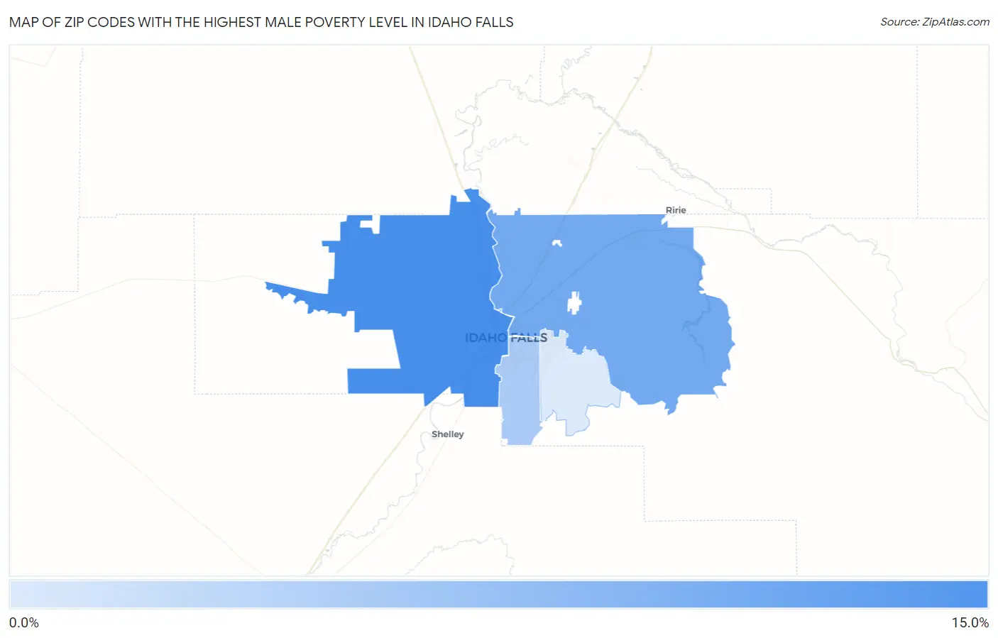 Zip Codes with the Highest Male Poverty Level in Idaho Falls Map