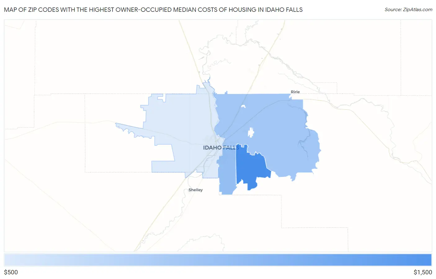 Zip Codes with the Highest Owner-Occupied Median Costs of Housing in Idaho Falls Map