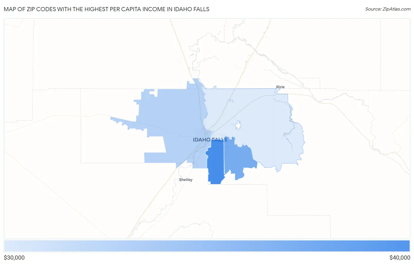 Zip Codes with the Highest Per Capita Income in Idaho Falls Map