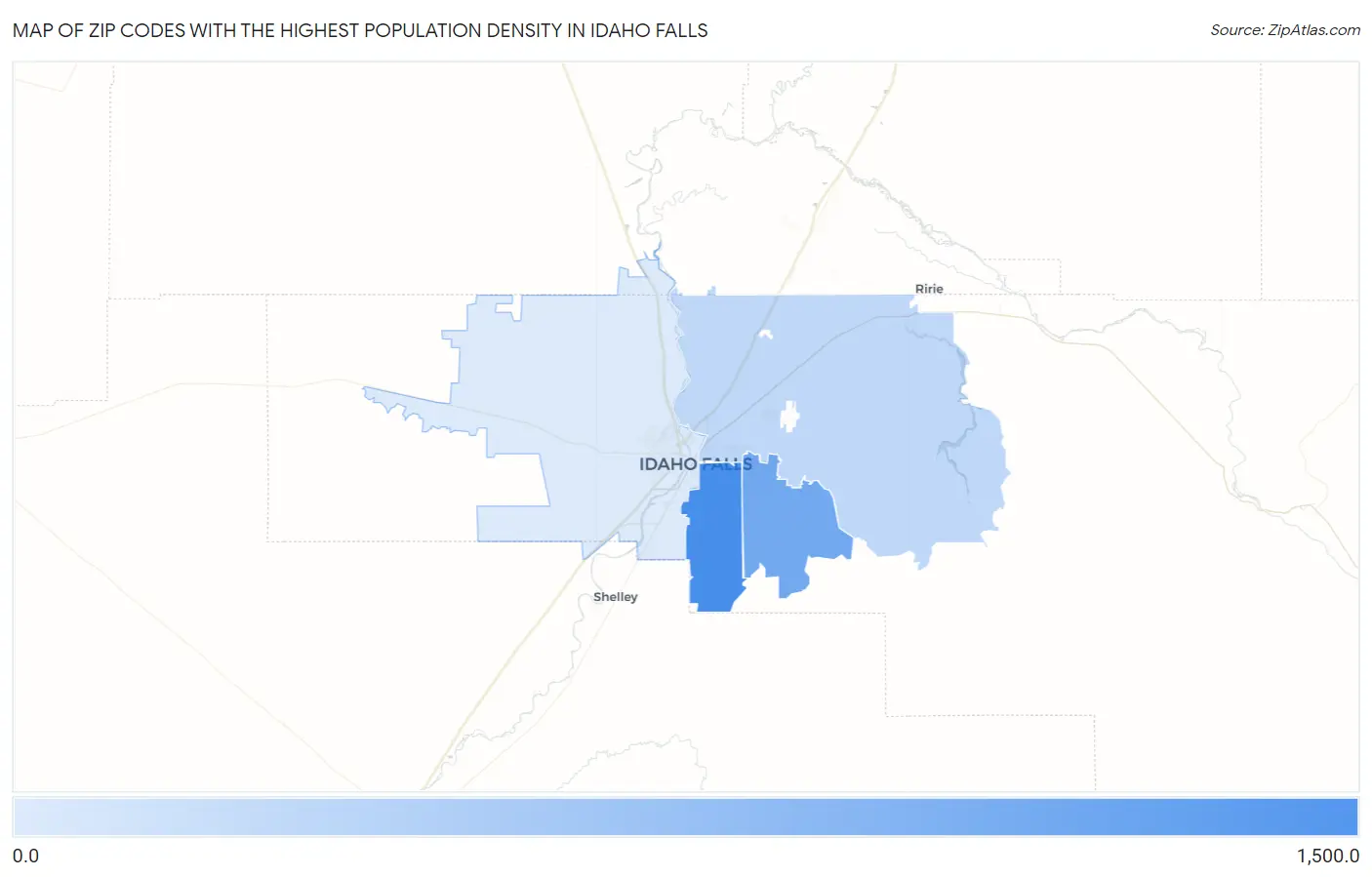Zip Codes with the Highest Population Density in Idaho Falls Map