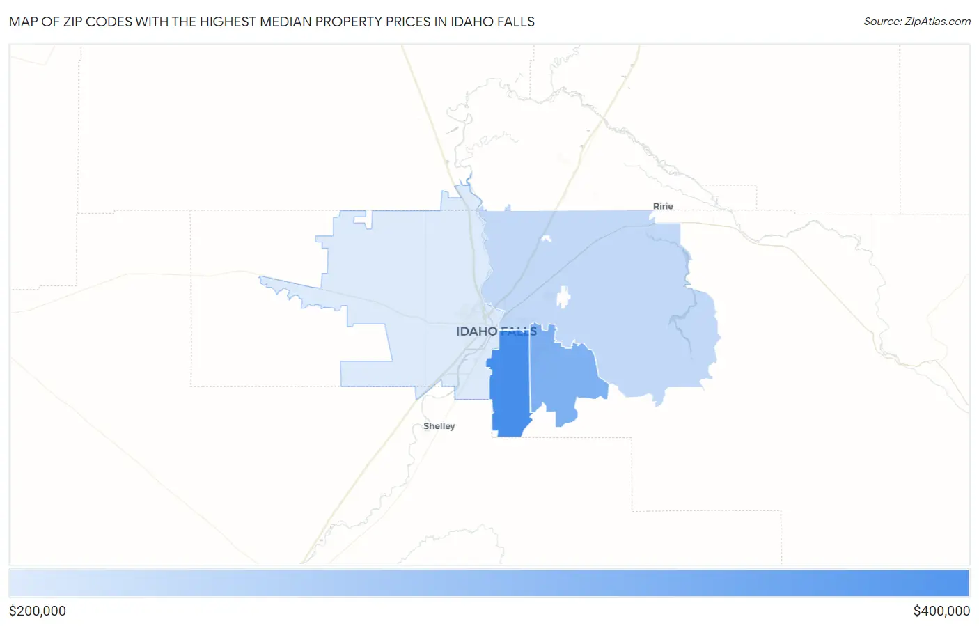 Zip Codes with the Highest Median Property Prices in Idaho Falls Map