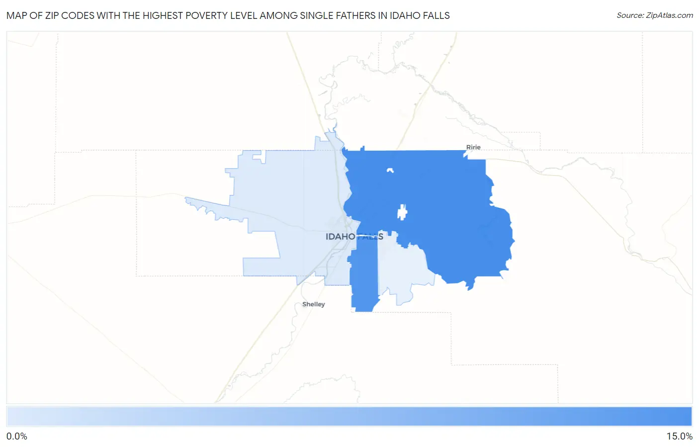 Zip Codes with the Highest Poverty Level Among Single Fathers in Idaho Falls Map