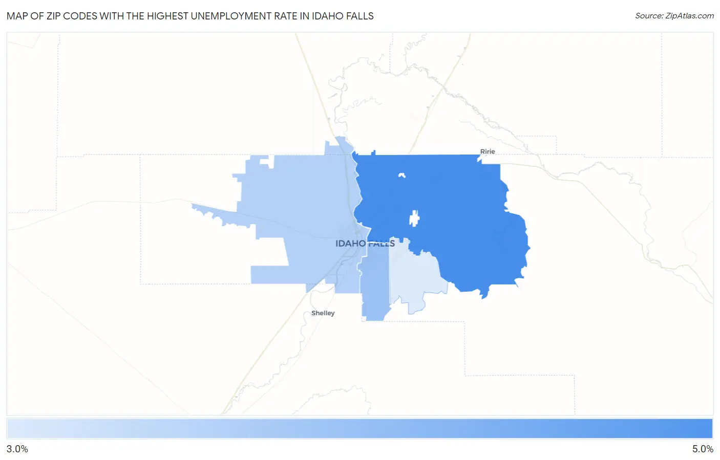 Zip Codes with the Highest Unemployment Rate in Idaho Falls Map
