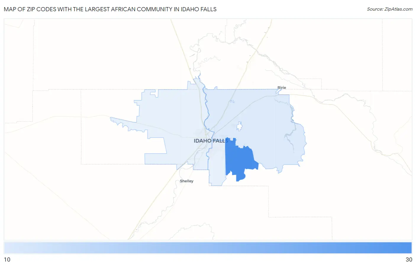 Zip Codes with the Largest African Community in Idaho Falls Map