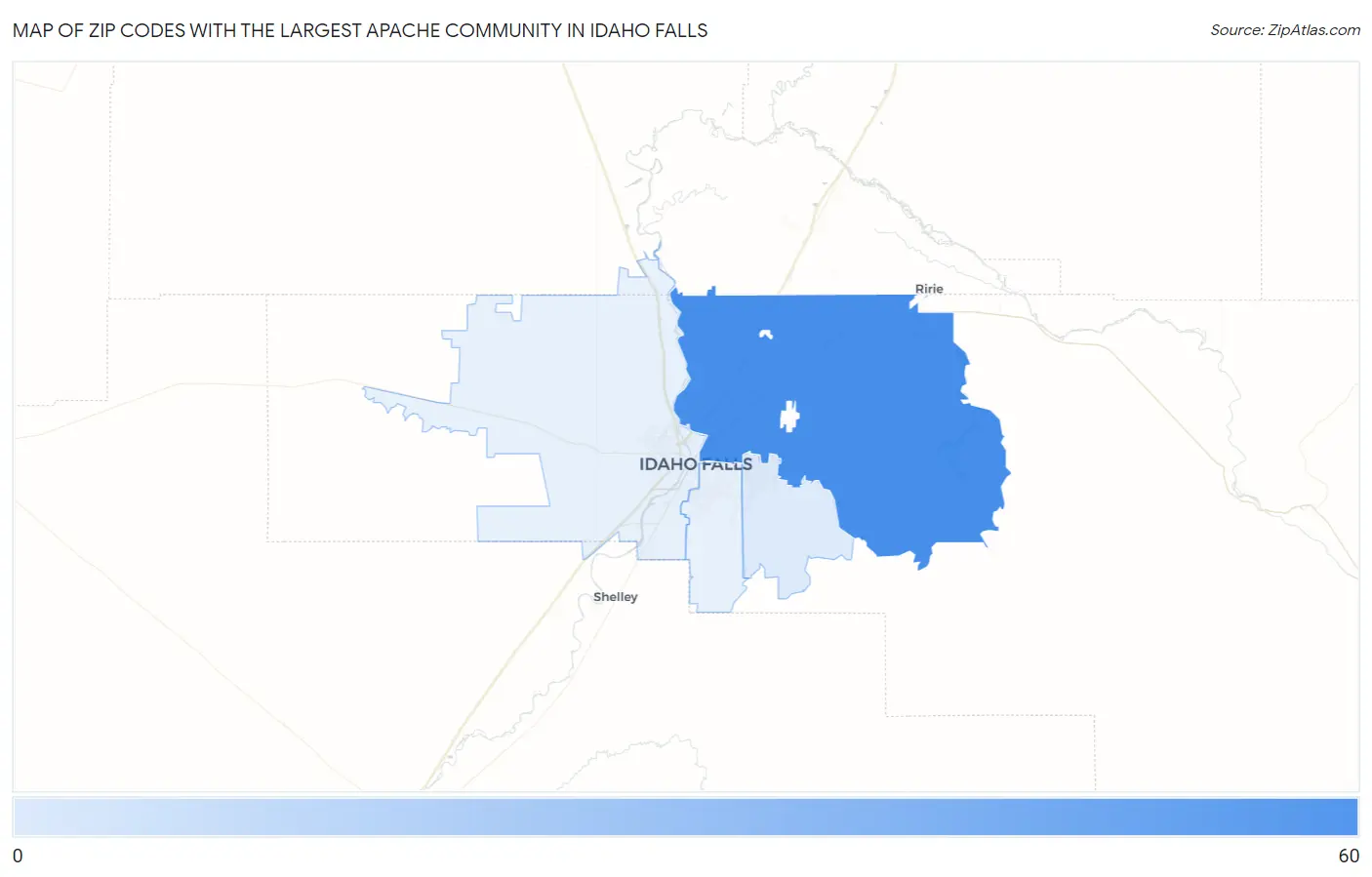 Zip Codes with the Largest Apache Community in Idaho Falls Map