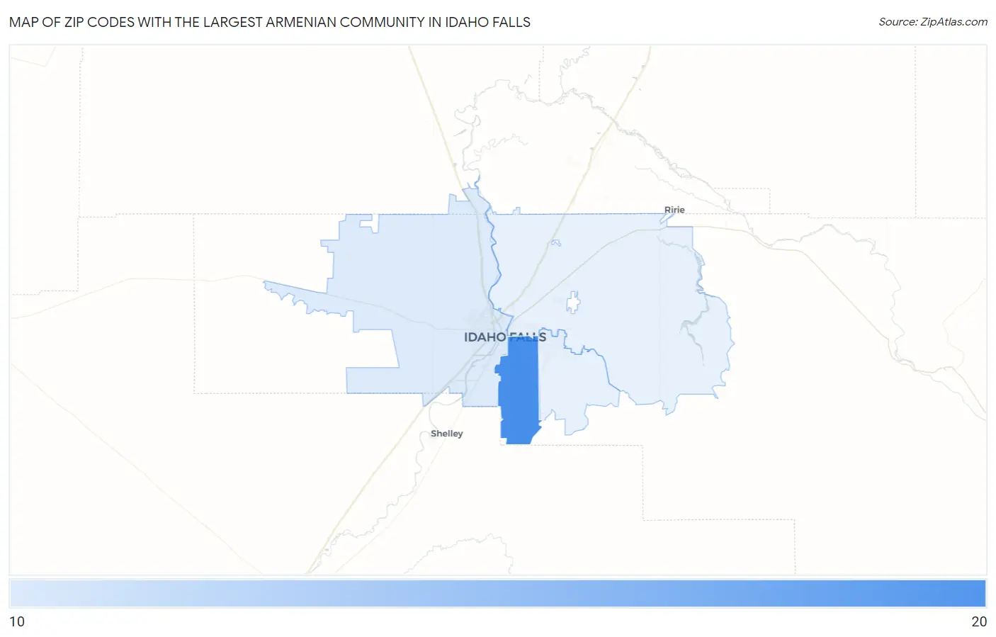 Zip Codes with the Largest Armenian Community in Idaho Falls Map