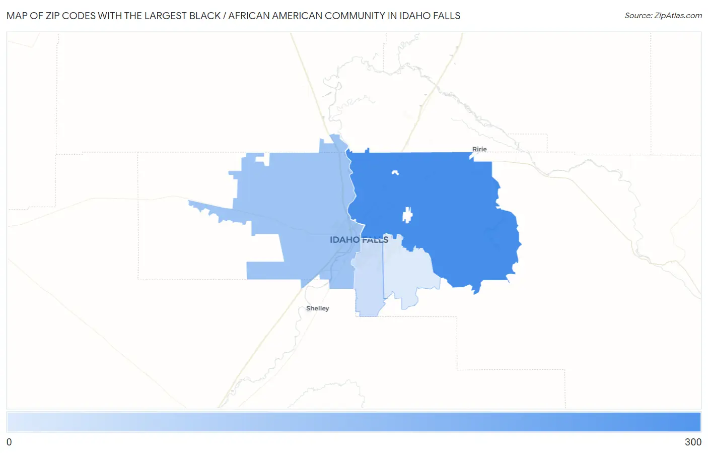 Zip Codes with the Largest Black / African American Community in Idaho Falls Map