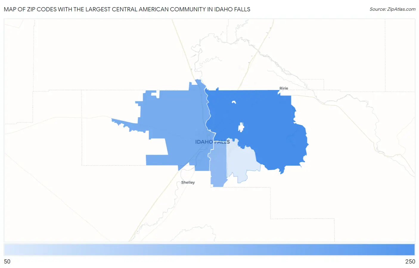 Zip Codes with the Largest Central American Community in Idaho Falls Map