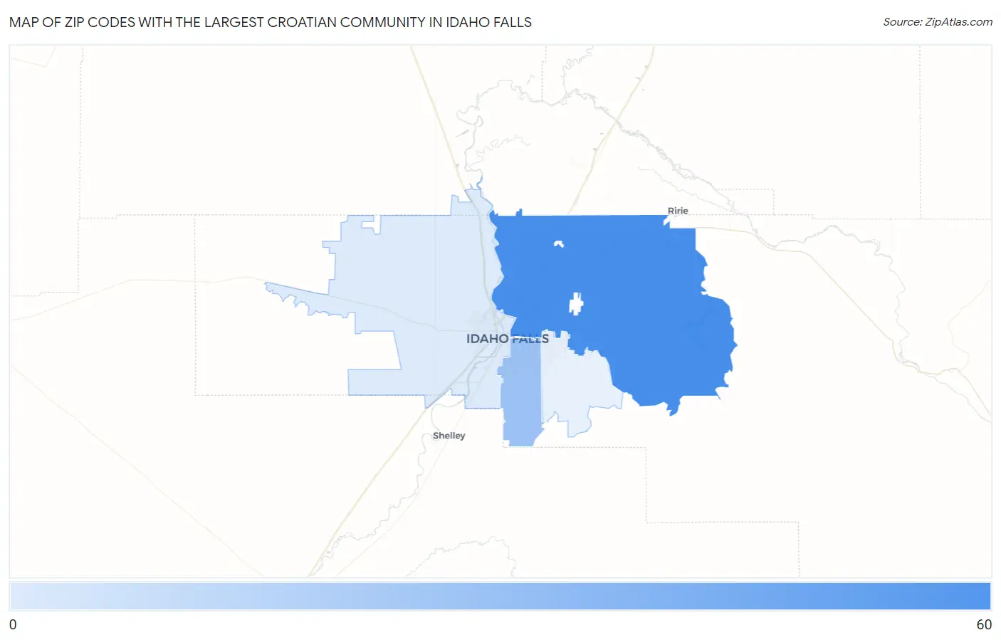 Zip Codes with the Largest Croatian Community in Idaho Falls Map