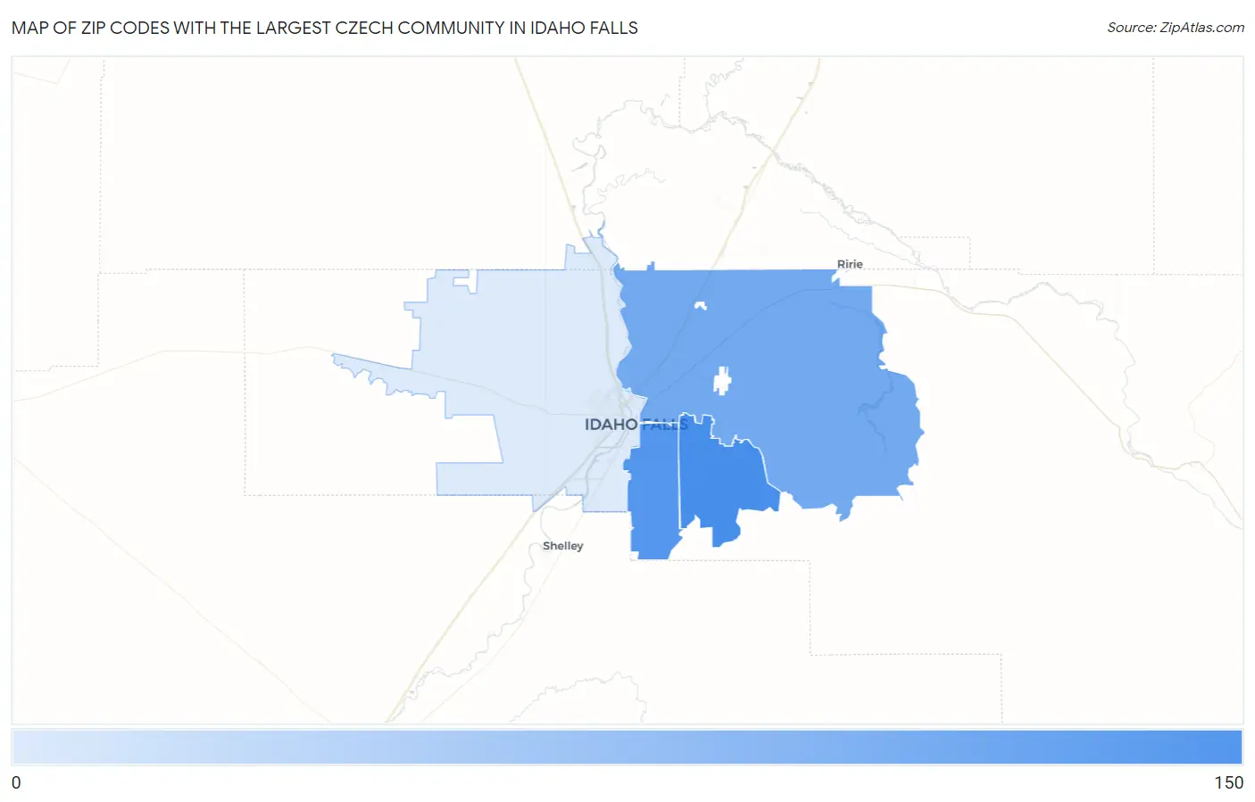 Zip Codes with the Largest Czech Community in Idaho Falls Map