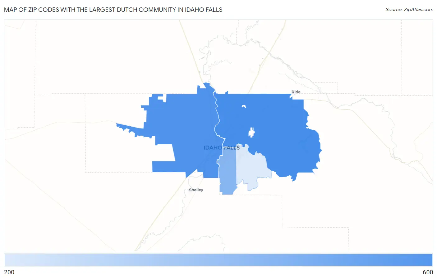 Zip Codes with the Largest Dutch Community in Idaho Falls Map
