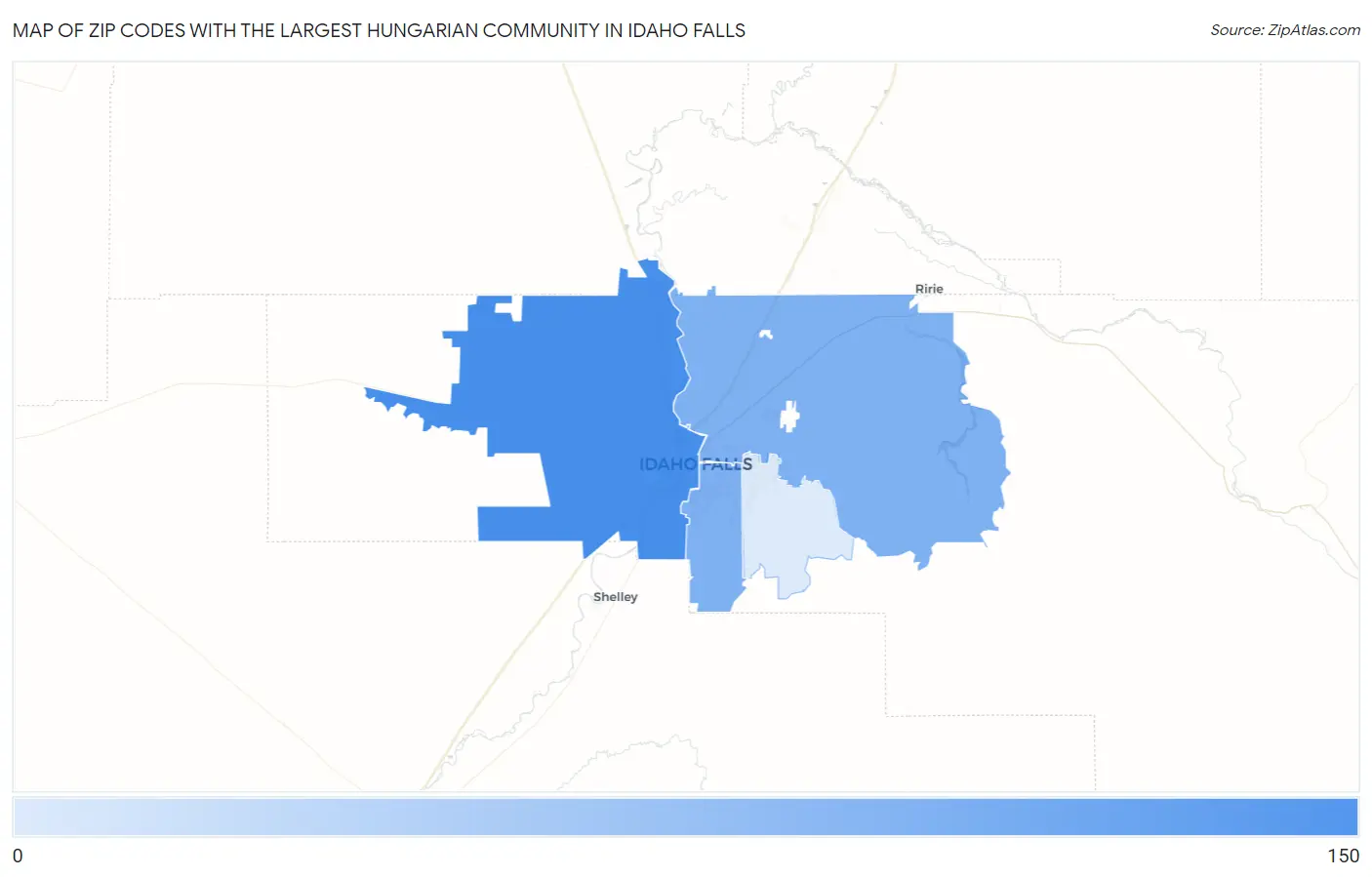 Zip Codes with the Largest Hungarian Community in Idaho Falls Map