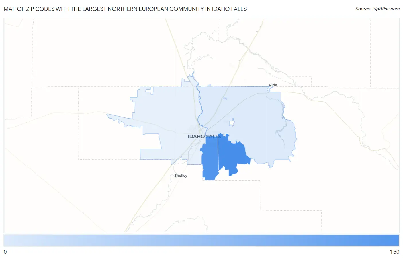 Zip Codes with the Largest Northern European Community in Idaho Falls Map