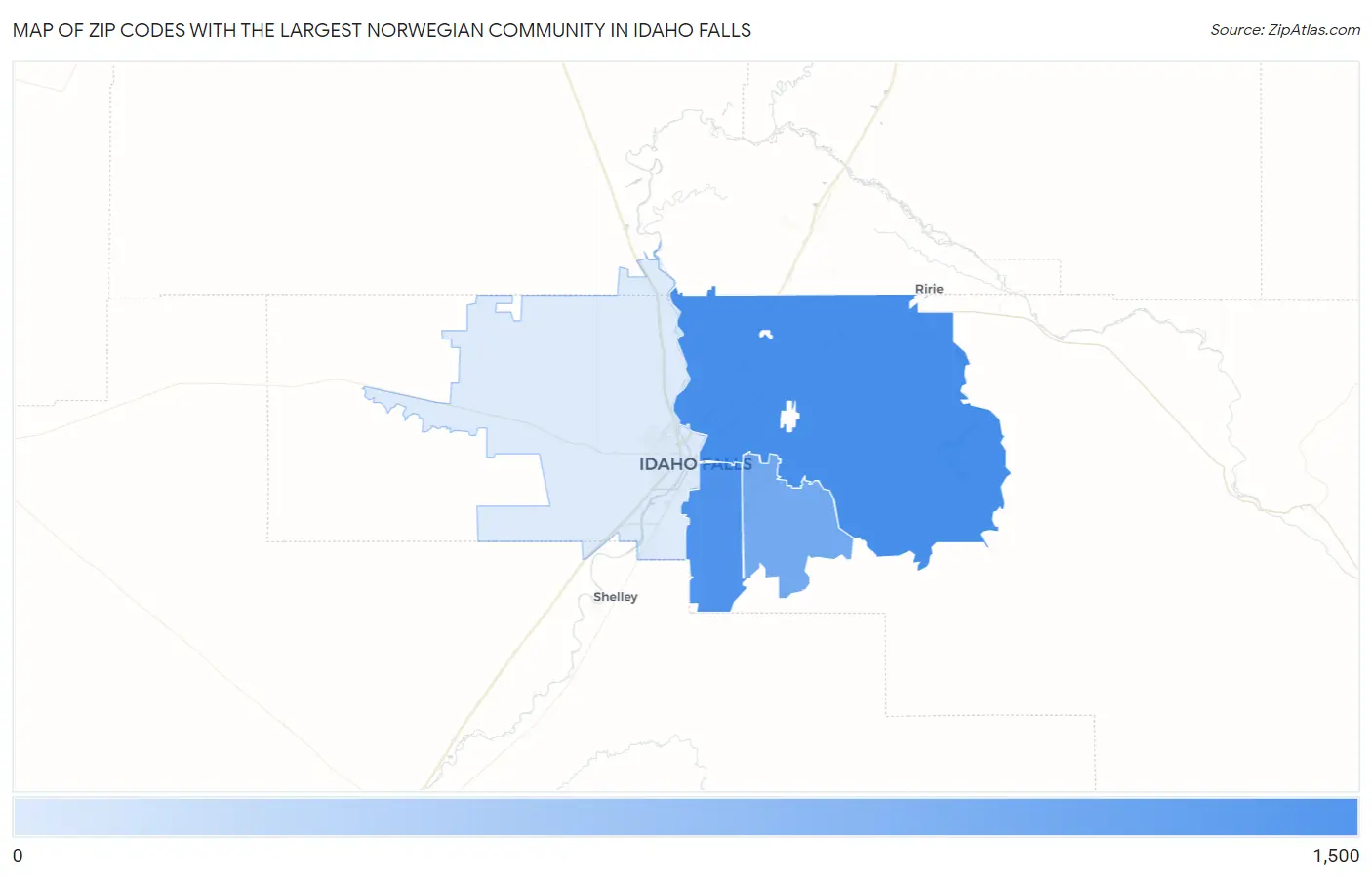 Zip Codes with the Largest Norwegian Community in Idaho Falls Map