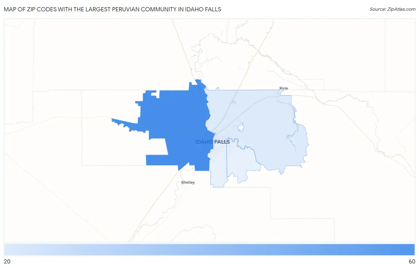 Zip Codes with the Largest Peruvian Community in Idaho Falls Map