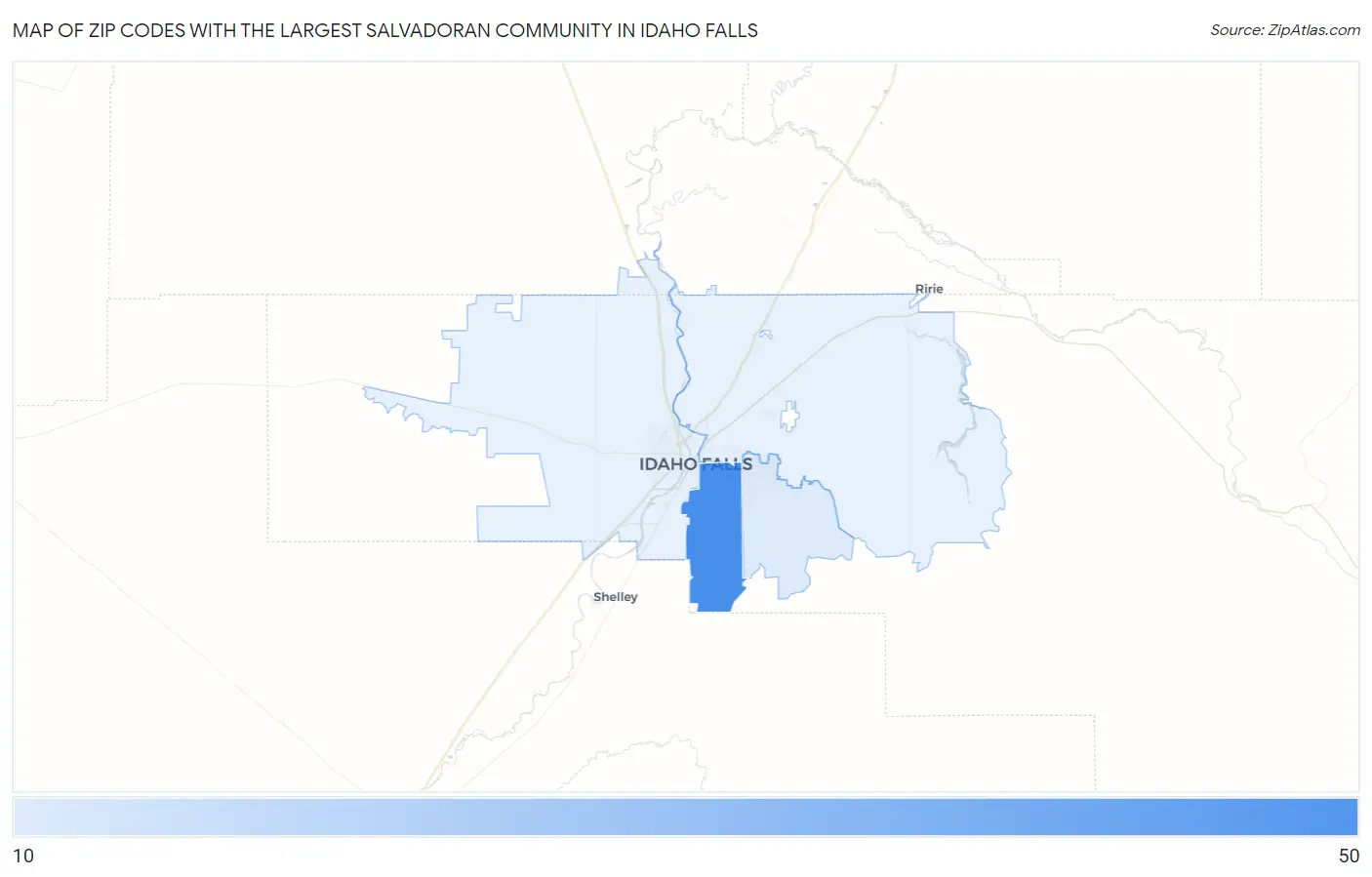 Zip Codes with the Largest Salvadoran Community in Idaho Falls Map