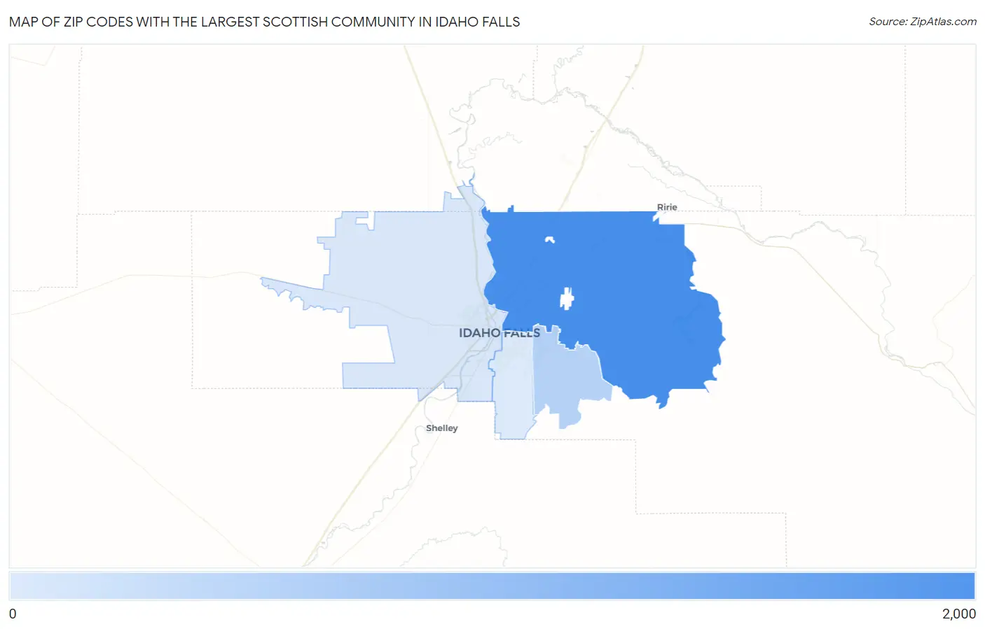 Zip Codes with the Largest Scottish Community in Idaho Falls Map