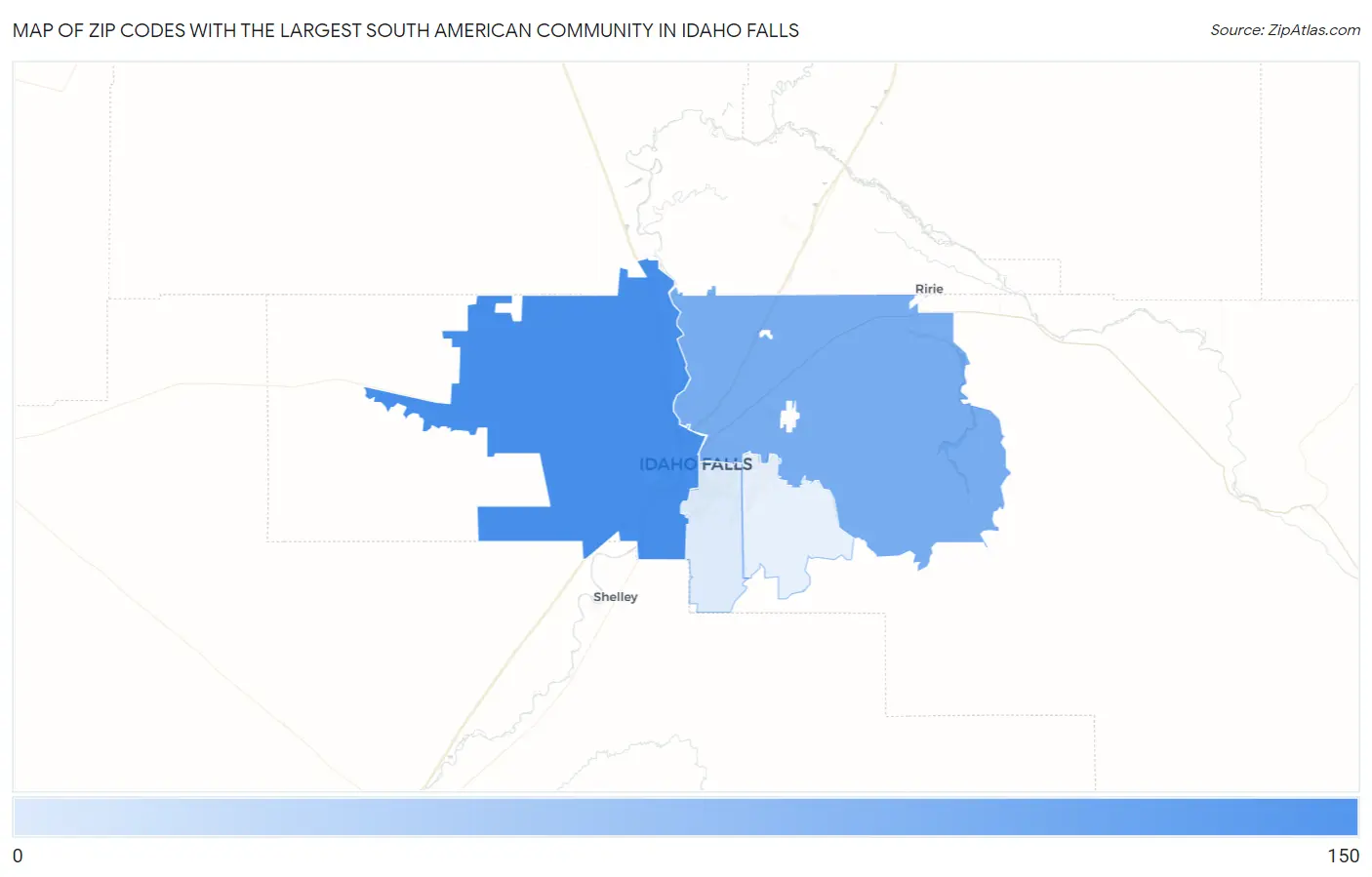 Zip Codes with the Largest South American Community in Idaho Falls Map