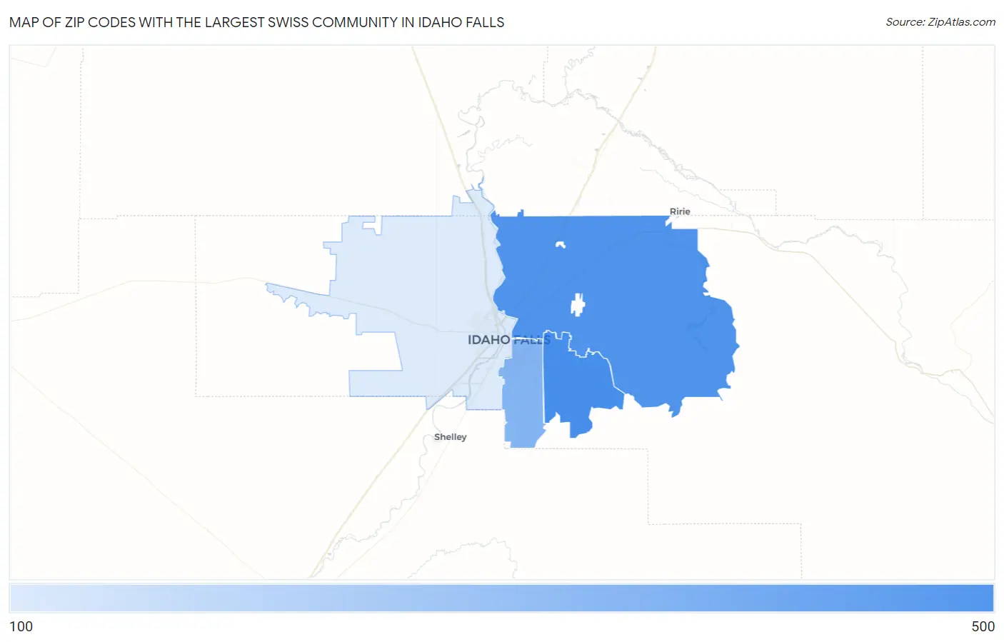 Zip Codes with the Largest Swiss Community in Idaho Falls Map