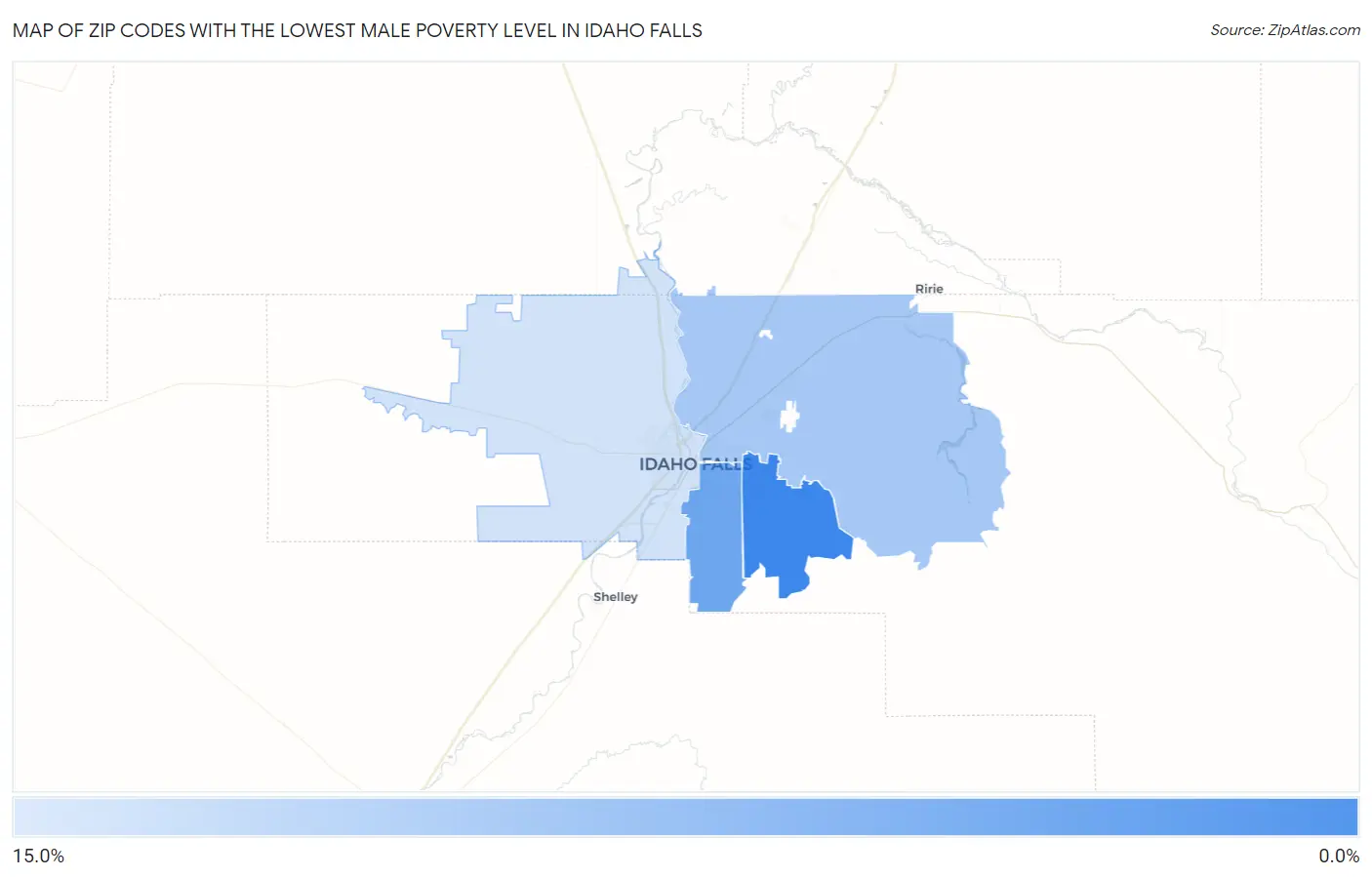 Zip Codes with the Lowest Male Poverty Level in Idaho Falls Map