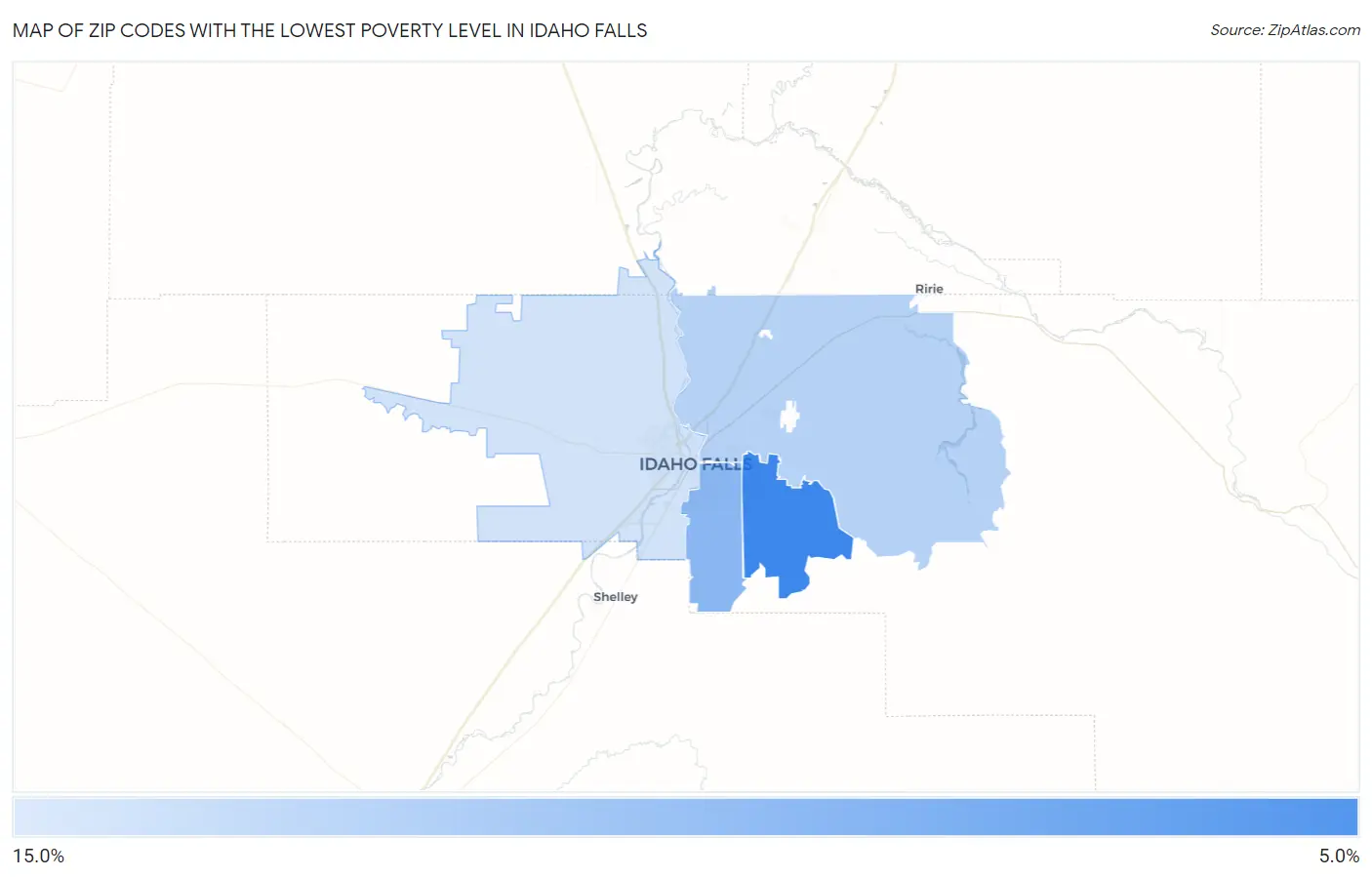 Zip Codes with the Lowest Poverty Level in Idaho Falls Map