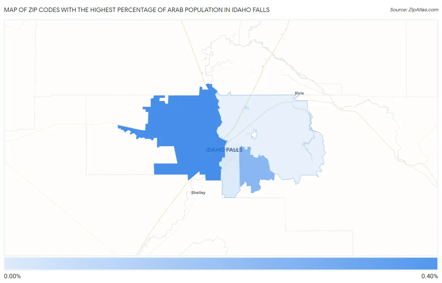 Zip Codes with the Highest Percentage of Arab Population in Idaho Falls Map