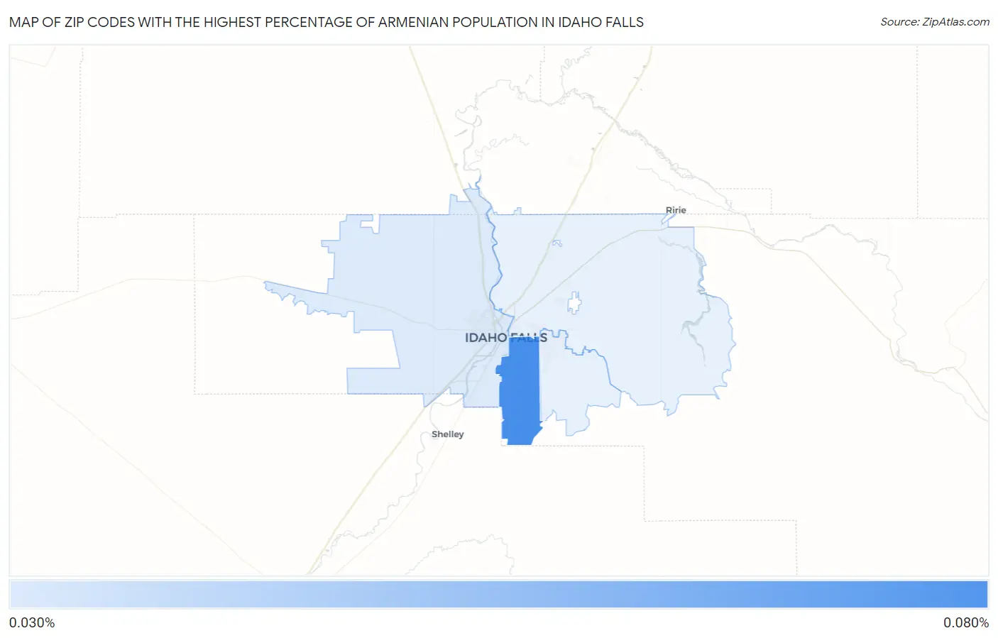 Zip Codes with the Highest Percentage of Armenian Population in Idaho Falls Map