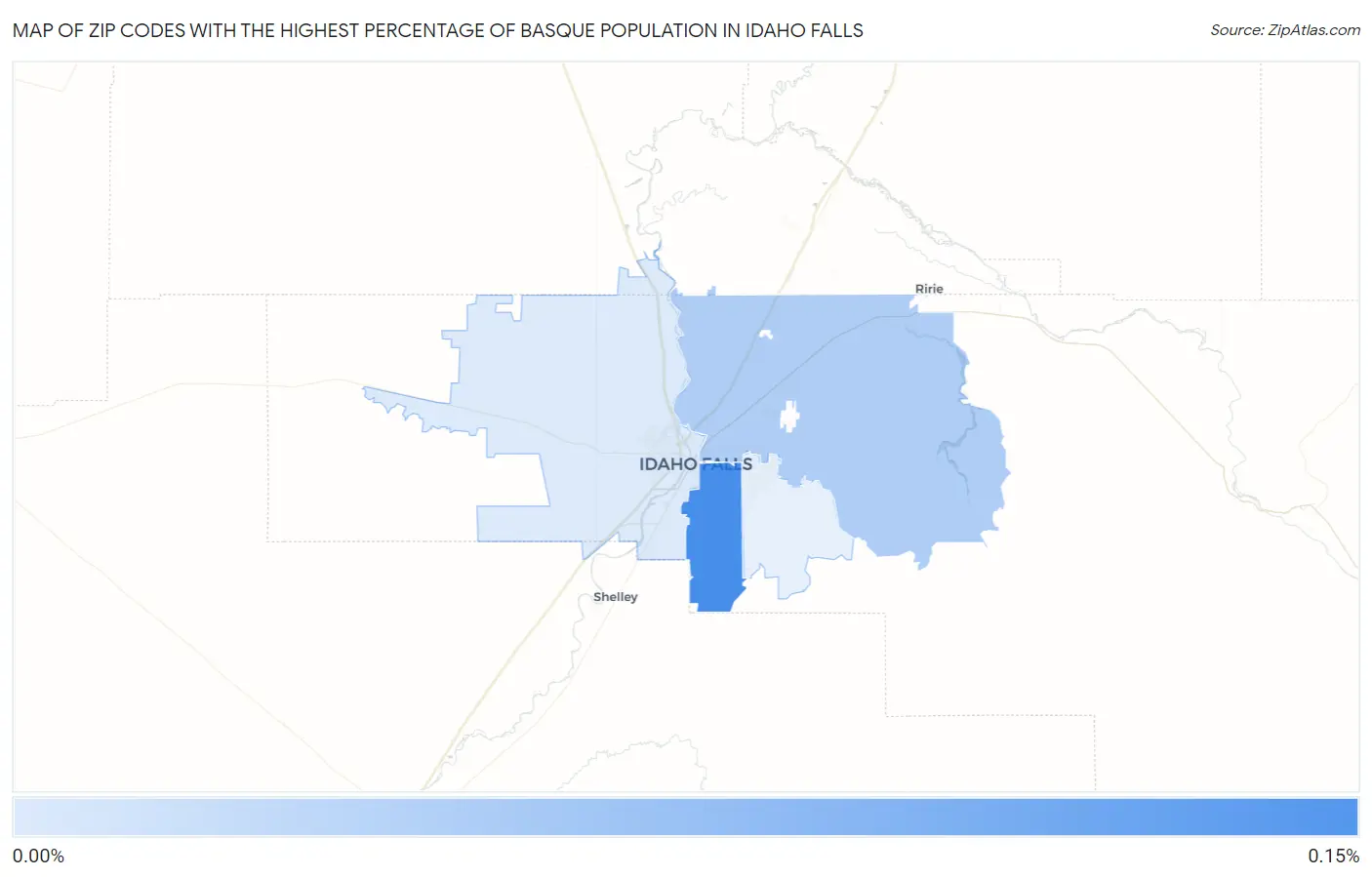 Zip Codes with the Highest Percentage of Basque Population in Idaho Falls Map