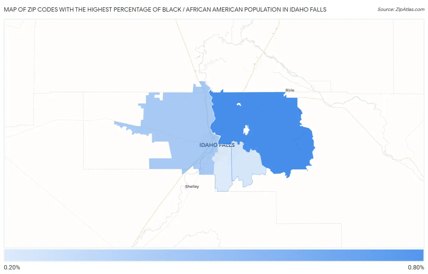 Zip Codes with the Highest Percentage of Black / African American Population in Idaho Falls Map