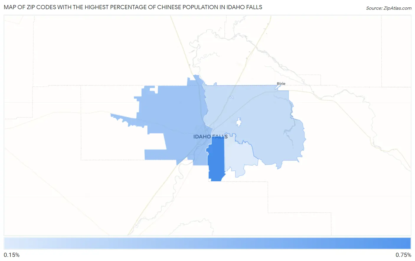 Zip Codes with the Highest Percentage of Chinese Population in Idaho Falls Map
