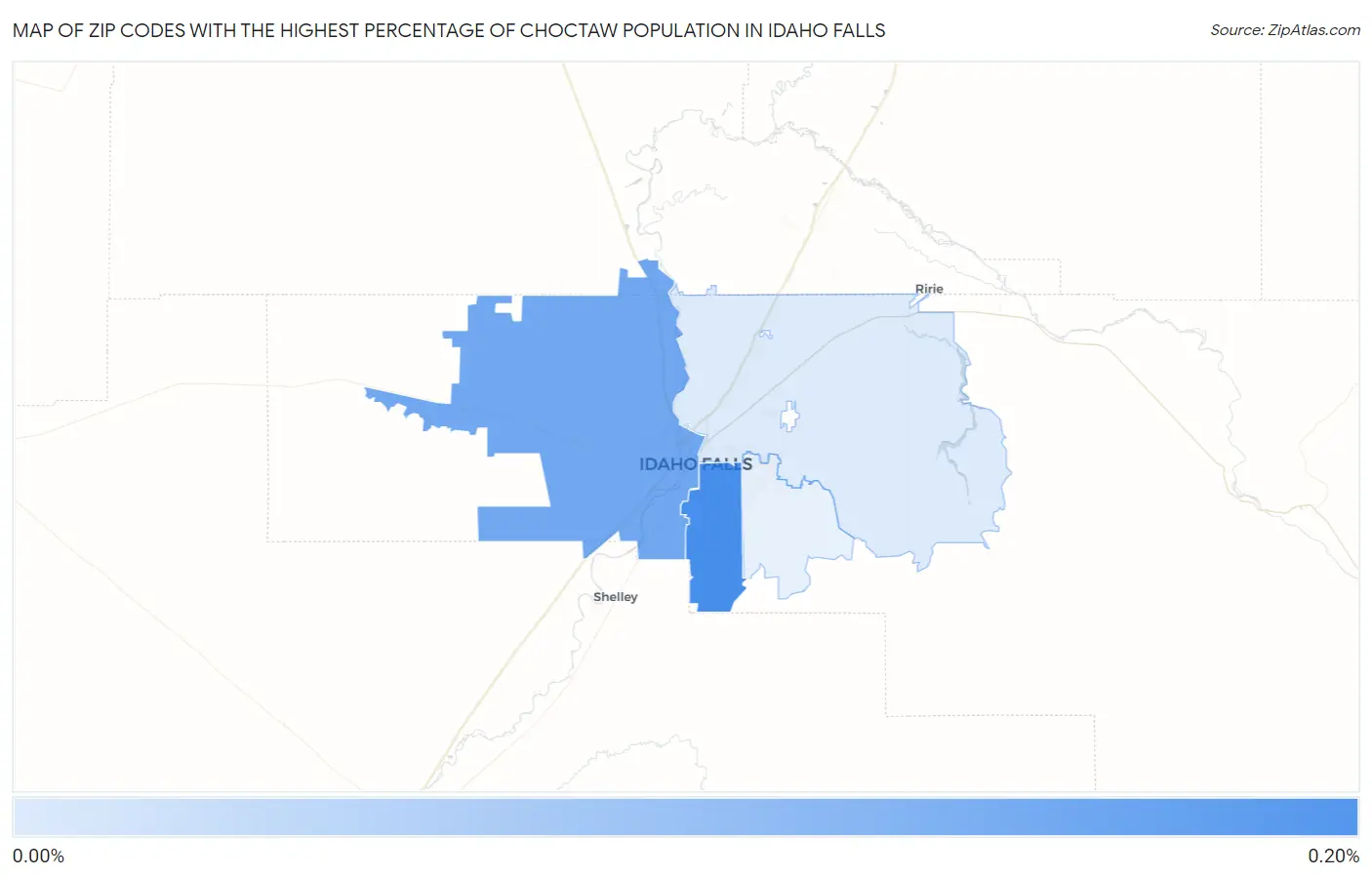 Zip Codes with the Highest Percentage of Choctaw Population in Idaho Falls Map