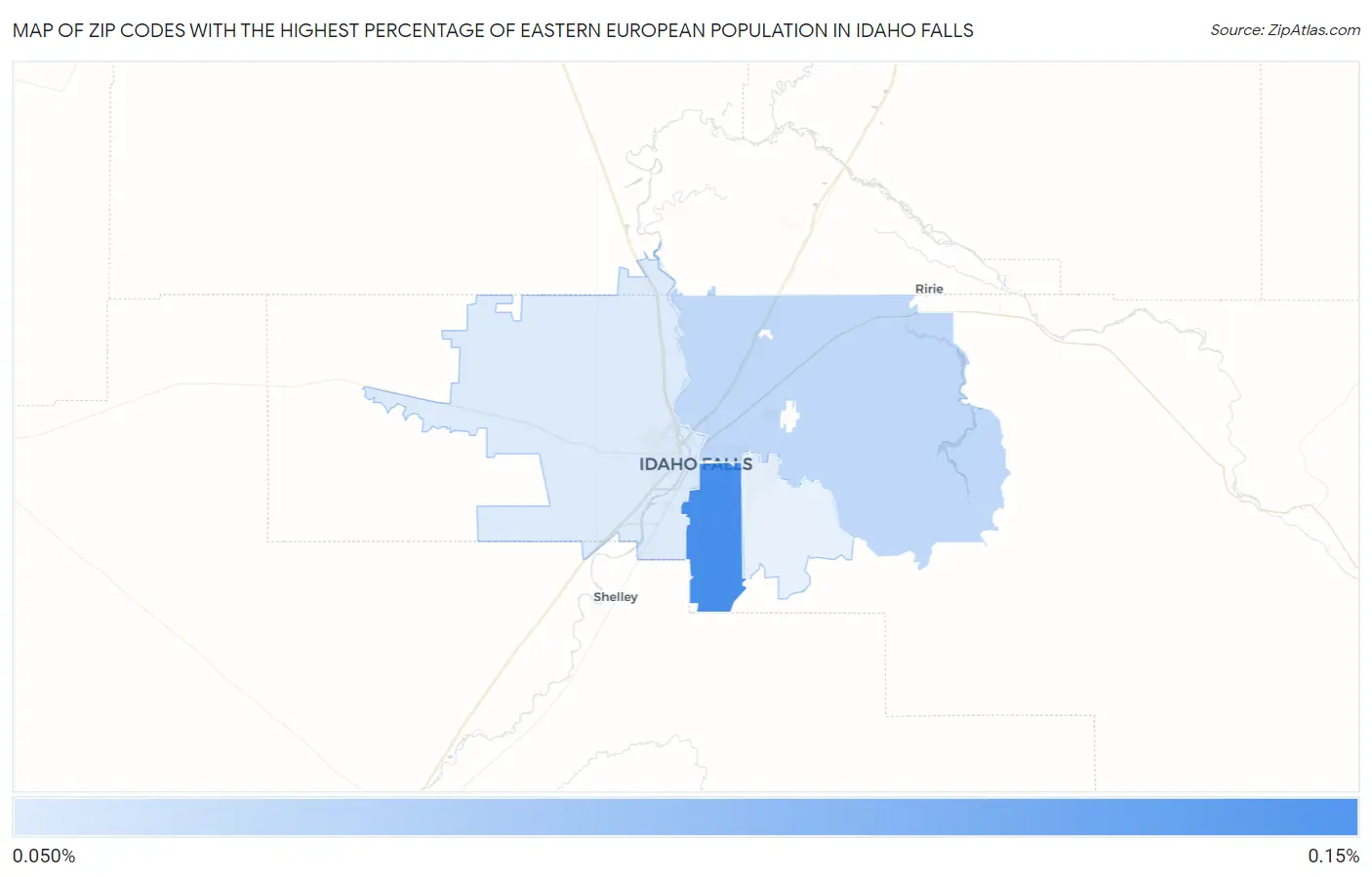 Zip Codes with the Highest Percentage of Eastern European Population in Idaho Falls Map