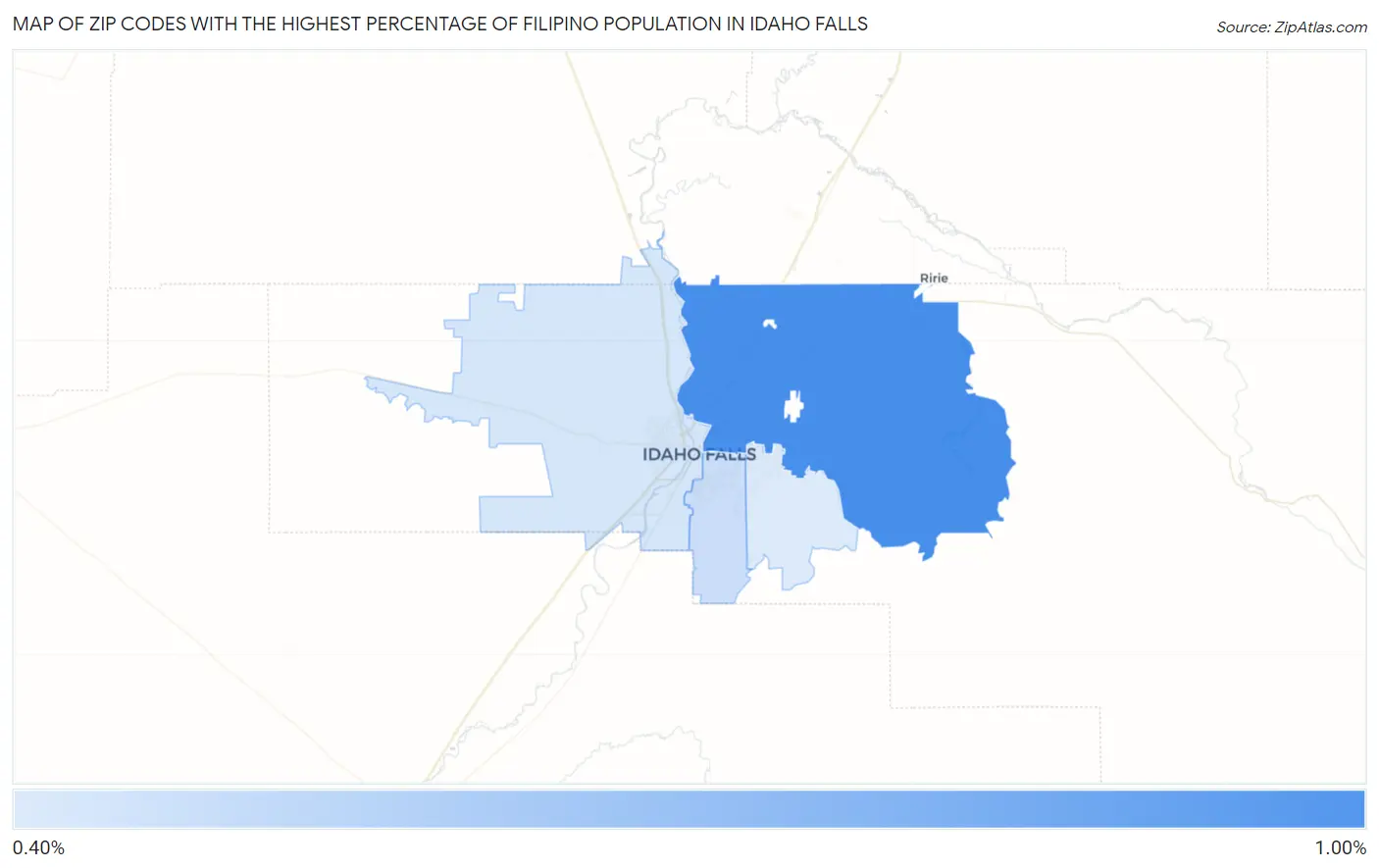 Zip Codes with the Highest Percentage of Filipino Population in Idaho Falls Map