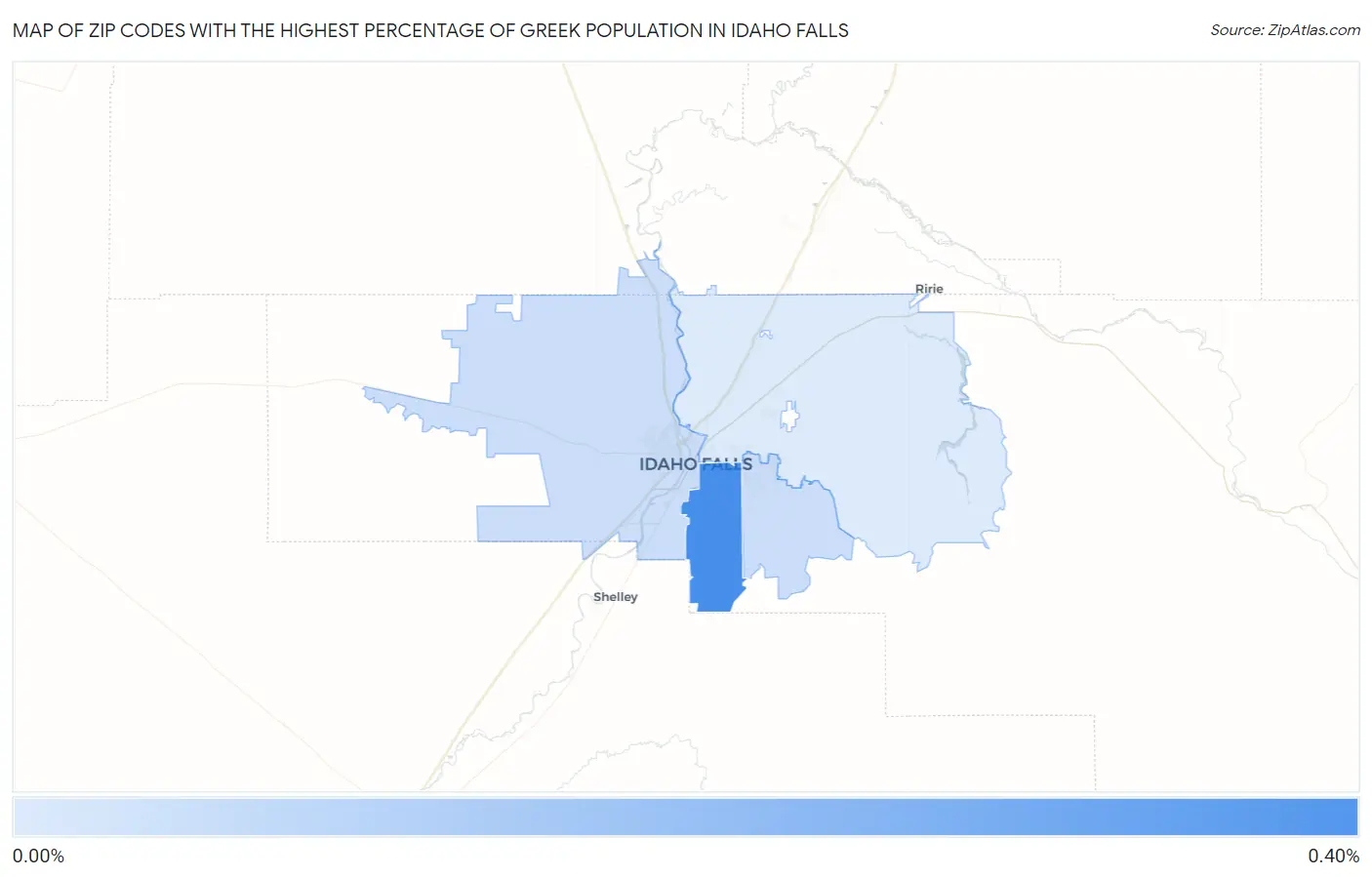 Zip Codes with the Highest Percentage of Greek Population in Idaho Falls Map