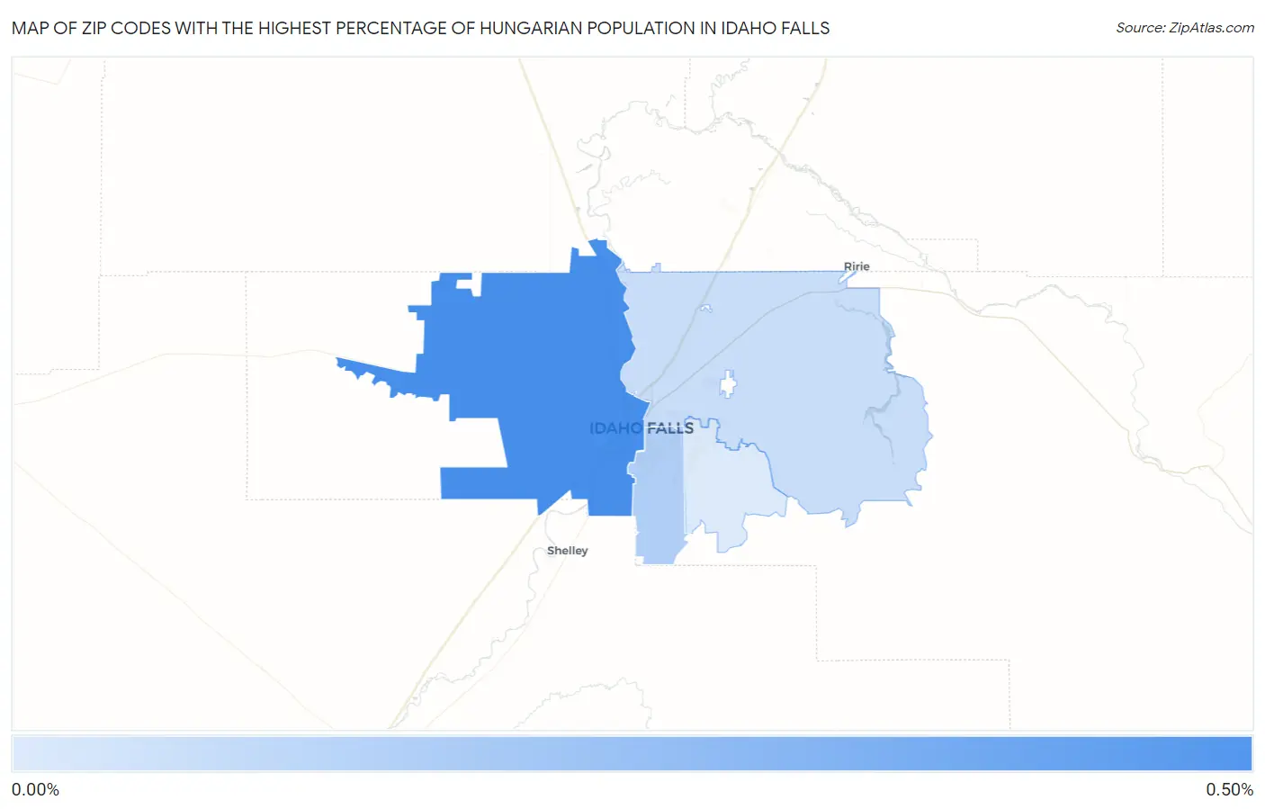 Zip Codes with the Highest Percentage of Hungarian Population in Idaho Falls Map