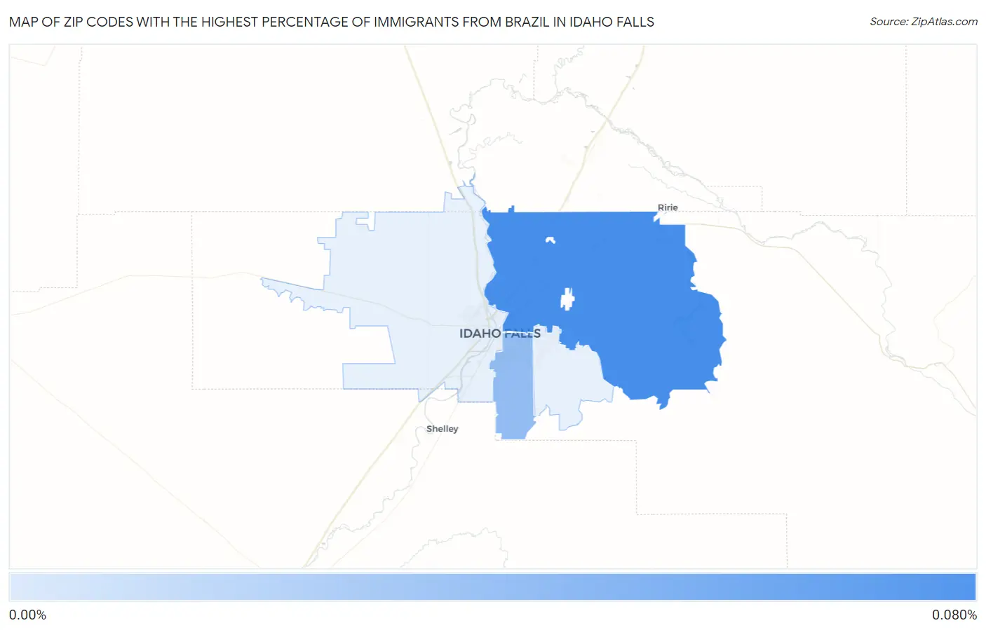Zip Codes with the Highest Percentage of Immigrants from Brazil in Idaho Falls Map