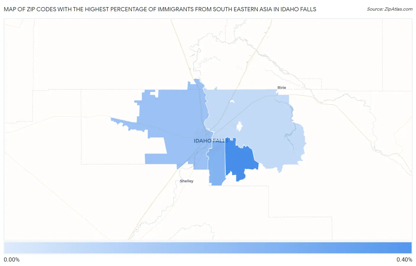 Zip Codes with the Highest Percentage of Immigrants from South Eastern Asia in Idaho Falls Map