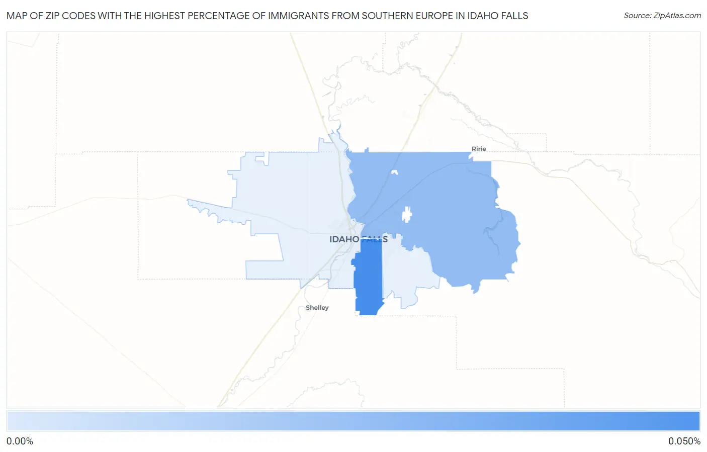 Zip Codes with the Highest Percentage of Immigrants from Southern Europe in Idaho Falls Map