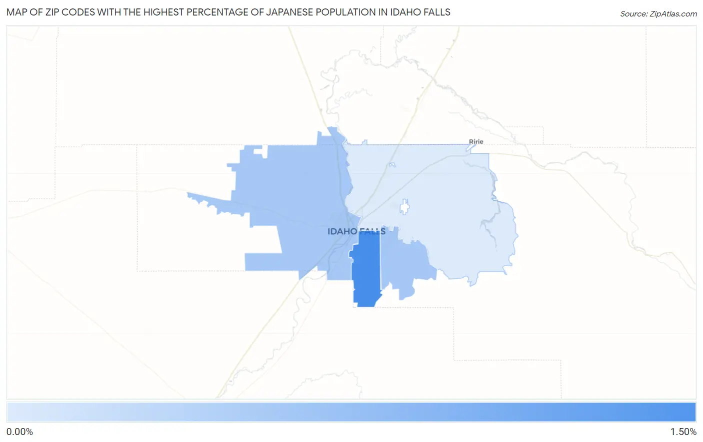 Zip Codes with the Highest Percentage of Japanese Population in Idaho Falls Map